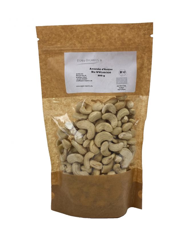 300g Organic Cashew Kernels Large White Pieces